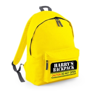 Personalised Caution Do Not Open Any Name Printed Kids Children's School Nursery Backpack Rucksack Bag