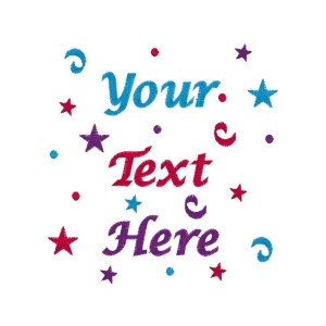 Any Name or Text (4 Lines) + Confetti Design