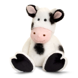 Personalised Teddy Bears - 9 Inch 23cm Keel Toys Love To Hug Cow Teddy Bear - Printed on a white T-Shirt - Any Name / Text or Custom Message