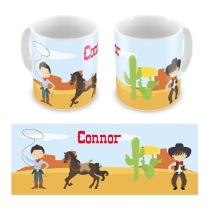 Personalised Kid's Children's 10oz Mugs / Cups - Cowboys Any Name Design