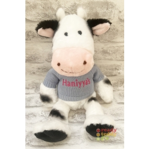 Personalised Teddy Bears - Medium 9 Inch 23cm Keel Toys Love To Hug Cow Wearing Embroidered Knitted Jumper - Any Name / Text or Custom Message