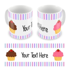 Personalised Kid's Children's 10oz Mugs / Cups - Any Name / Text Cupcakes Design