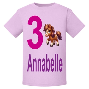 Cute Horse Birthday Any Name & Number / Age Kids Printed T-Shirt