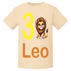 Cute Lion Birthday Any Name & Number / Age Kids Printed T-Shirt