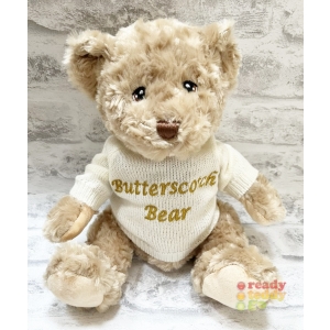 Personalised Teddy Bear - Embroidered - Any Name / Text or Custom Message - Medium 10 Inch 25cm Keel Toys Eco Dougie Teddy Bear Wearing Knitted Jumper.