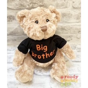 Personalised Medium 10 Inch 25cm Dougie Teddy Bear Wearing Coloured T-Shirt printed with PLAIN or GLITTER Vinyl - Any Name / Text or Custom Message