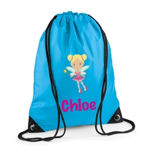 Personalised Fairy Any Name Printed Kids Children's School Nursery Drawstring Bag