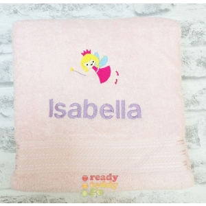 Personalised Bath Towels For Kids - Embroidered Name + FAIRY Design
