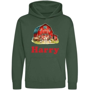 Red Tractor Watercolour Any Name Childrens Hoodie