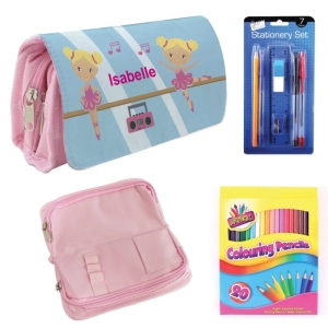 Personalised Children's Filled Pencil Case with Stationery - Ballet Dancers / Ballerina Design