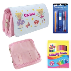 Personalised Children's Filled Pencil Case with Stationery - Fairies Design