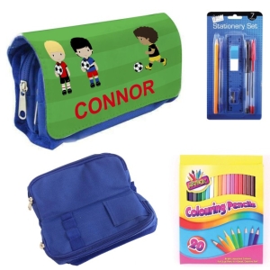 Personalised Children's Filled Pencil Case with Stationery - Football Players Design