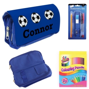 Personalised Children's Filled Pencil Case with Stationery - Football Design