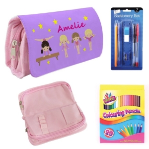 Personalised Children's Filled Pencil Case with Stationery - Gymnasts Design