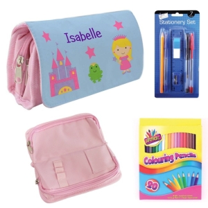 Personalised Children's Filled Pencil Case with Stationery - Princess Castle Design