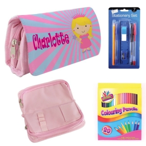 Personalised Children's Filled Pencil Case with Stationery - Princess Design