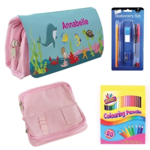 Personalised Children's Filled Pencil Case with Stationery - Under The Sea Design