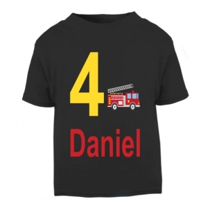 Fire Engine Birthday Any Name & Number / Age Kids Printed T-Shirt