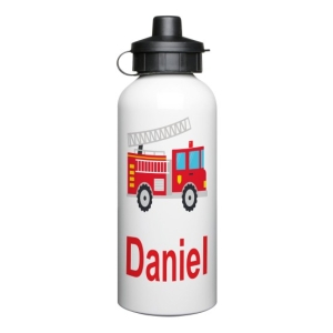 Personalised Children's 600ml Sport Water Drinks Bottle - Any Kids Name - Fire Engine Design