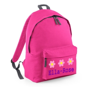 Personalised Flowers Any Name Printed Kids Children's School Nursery Backpack Rucksack Bag