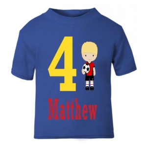Football Player Birthday Any Name & Number / Age Kids Printed T-Shirt
