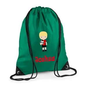 Personalised Football Player Any Name Printed Kids Children's School Nursery Drawstring Bag