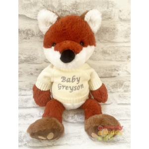 Personalised Teddy Bears - Medium 9 Inch 23cm Keel Toys Love To Hug Fox Wearing Embroidered Knitted Jumper - Any Name / Text or Custom Message