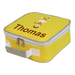 Personalised Giraffe Any Name Printed Kids Children's School Lunch Box Cooler Bag