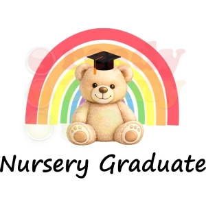 Teddy Bear Graduation Hat & Rainbow Design