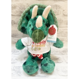 Personalised Teddy Bear - Small 10 Inch Keel Toys Eco Green Dinosaur with Scarf - Printed.
