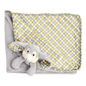 Grey Polka Dot Bunny Rabbit Large Baby Blanket