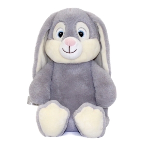 Personalised Bunny Rabbit Soft Toy - Medium 10 Inch Baby Unisex Grey Bunny Rabbit Teddy Bear - Embroidered with any NAME on EAR