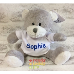 Personalised Teddy Bear - Mini Bundles The Grey Teddy Bear - Printed T-Shirt - Any Name / Text or Custom Message