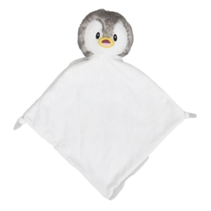 Personalised Baby Comfort Blanket - 13 Inch Grey Penguin Blankie / Comforter - Embroidered Any Name / Text