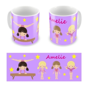 Personalised Children's 10oz Mugs / Cups - Any Kids Name Gymnasts / Gymnastics Design