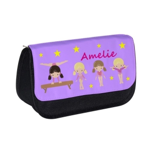 Personalised School Pencil Case For Kids Children featuring Gymnast Any Name Printed Design