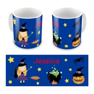 Personalised Kid's Children's 10oz Mugs / Cups - Halloween Witches Any Name Design