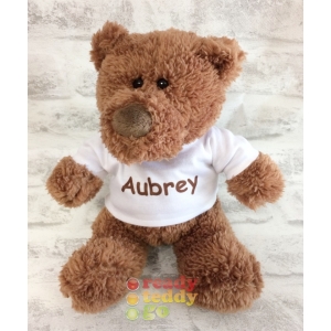 Personalised Teddy Bears - Small 9 Inch Harry The Dark Brown Teddy Bear - Printed T-Shirt - Any Name / Text or Custom Message