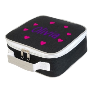 Personalised Hearts Any Name Printed Kids Children's School Lunch Box Cooler Bag