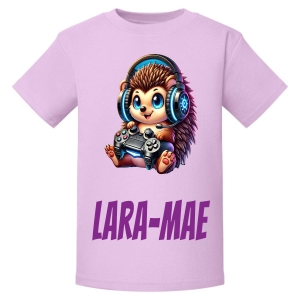 Gamer Hedgehog Any Name Childrens Printed T-Shirt