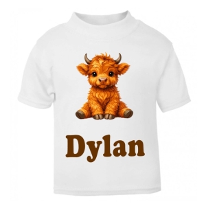 Highland Cow Any Name Childrens Printed T-Shirt