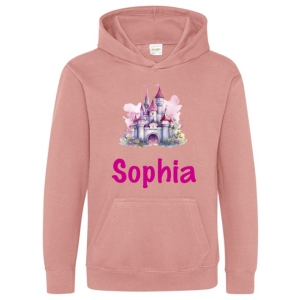 Watercolour Princess Castle Any Name Childrens Hoodie