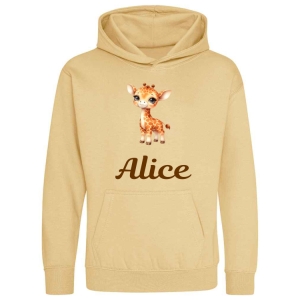 Cute Giraffe Any Name Childrens Hoodie