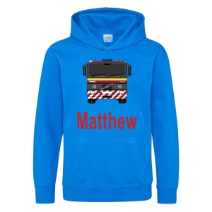 Fire Engine Front Any Name Childrens Hoodie