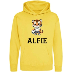 Tiger Footballer Any Name Childrens Hoodie