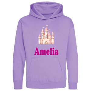Pink Princess Castle Any Name Childrens Hoodie