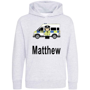 Policeman and Van Any Name Childrens Hoodie