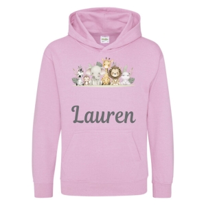 Safari Animals V2 (x6) Any Name Childrens Hoodie