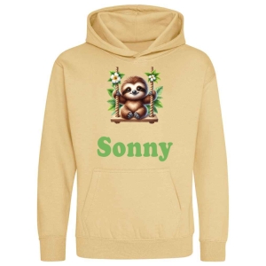 Sloth on Swing Any Name Childrens Hoodie