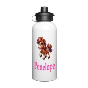Personalised Children's 600ml Sport Water Drinks Bottle - Any Kids Name - Horse Design